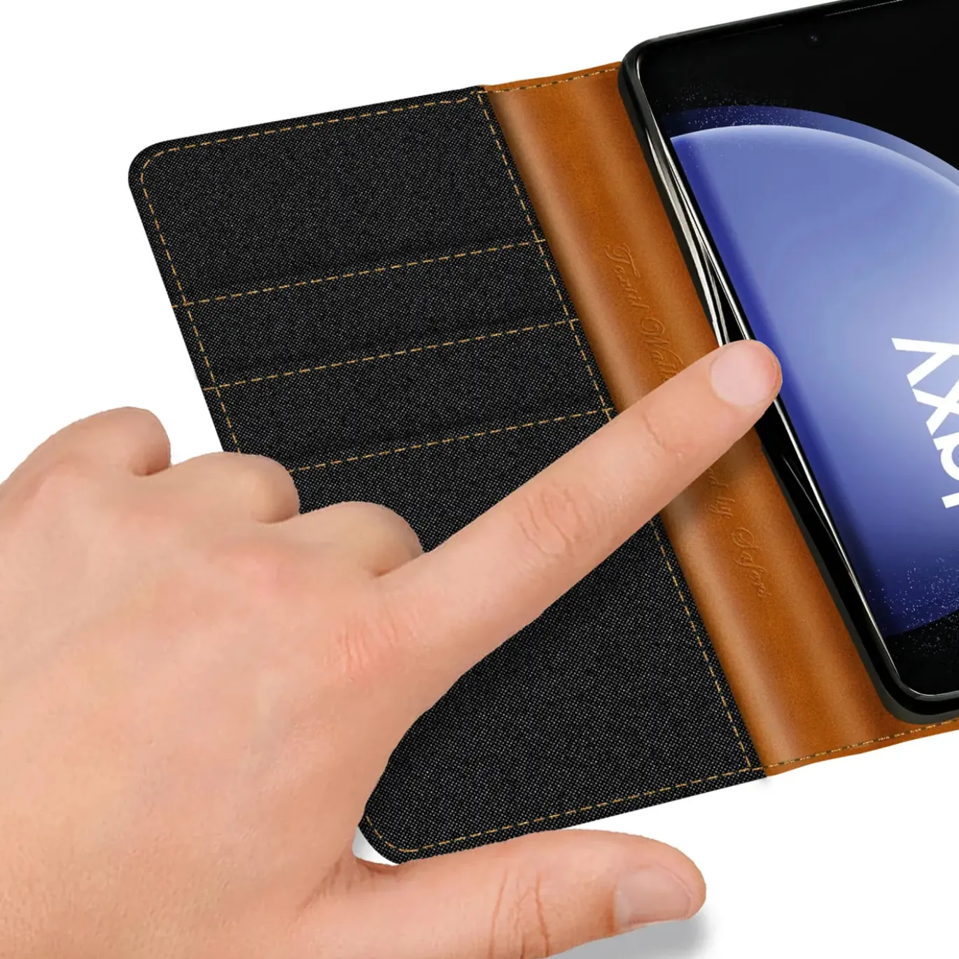 Samsung Galaxy S23 FE - Jeanslook Klapphülle mit Kartenfach