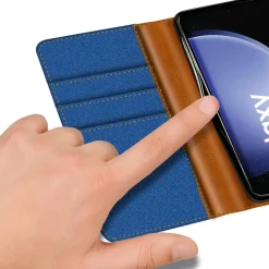 Samsung Galaxy S23 FE - Jeanslook Klapphülle mit Kartenfach