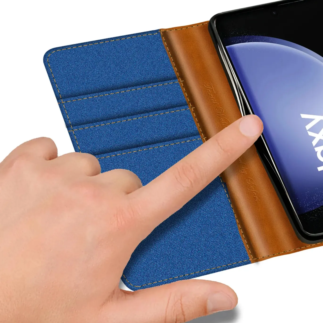 Samsung Galaxy S23 FE - Jeanslook Klapphülle mit Kartenfach