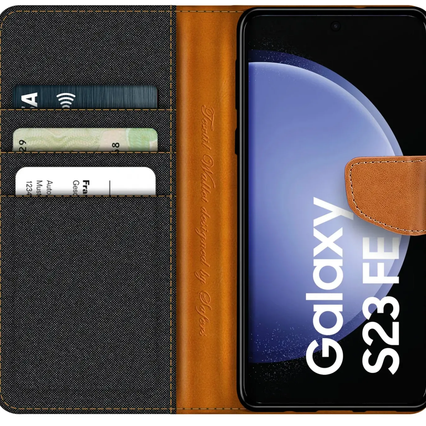 Samsung Galaxy S23 FE - Jeanslook Klapphülle mit Kartenfach
