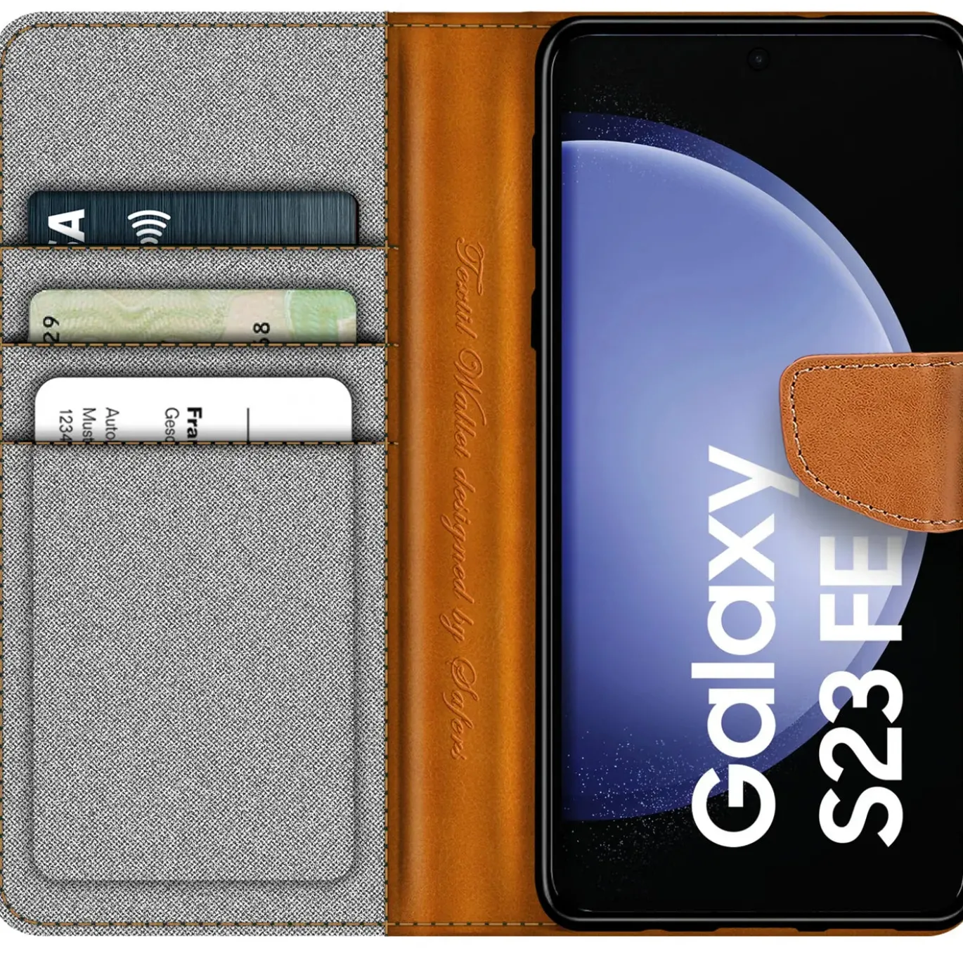 Samsung Galaxy S23 FE - Jeanslook Klapphülle mit Kartenfach