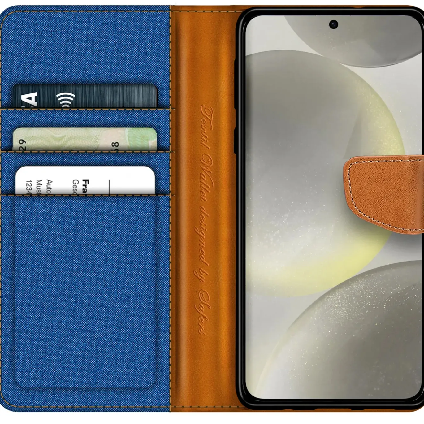 Samsung Galaxy S24 FE - Jeanslook Klapphülle mit Kartenfach