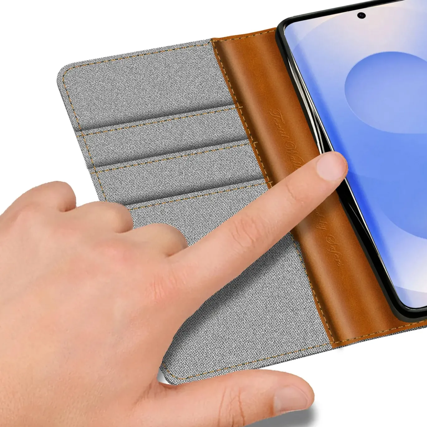 Samsung Galaxy S25 FE - Jeanslook Klapphülle mit Kartenfach