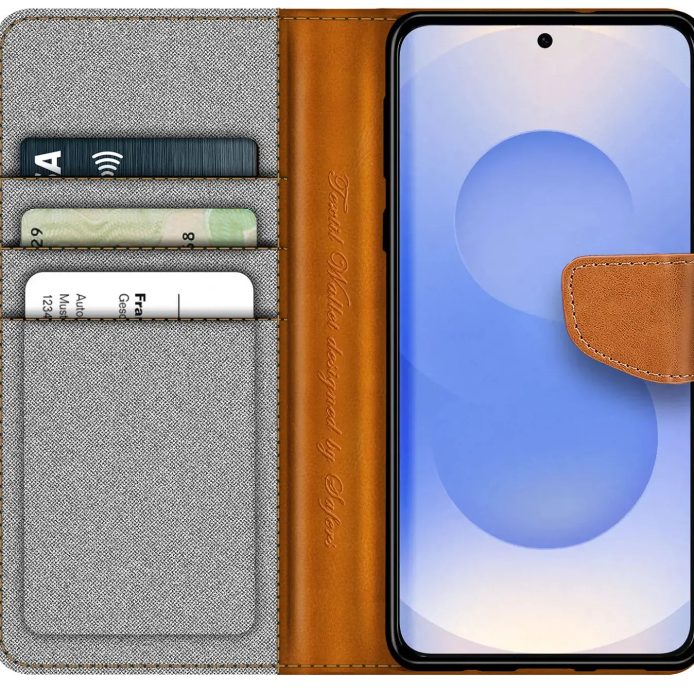 Samsung Galaxy S25 FE - Jeanslook Klapphülle mit Kartenfach