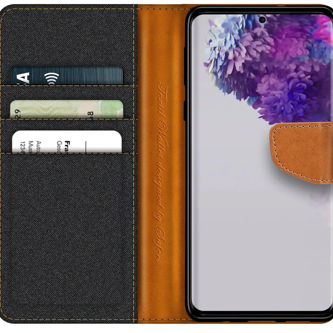 Samsung Galaxy S20 FE - Jeanslook Klapphülle mit Kartenfach