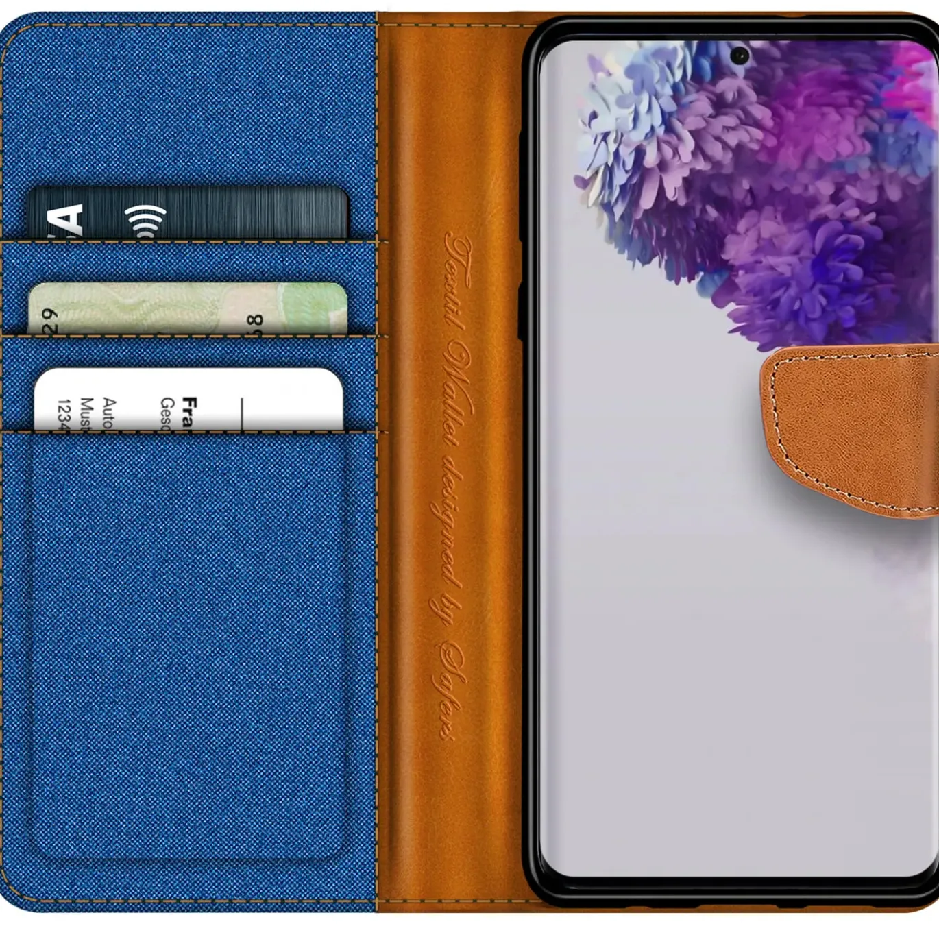 Samsung Galaxy S20 FE - Jeanslook Klapphülle mit Kartenfach