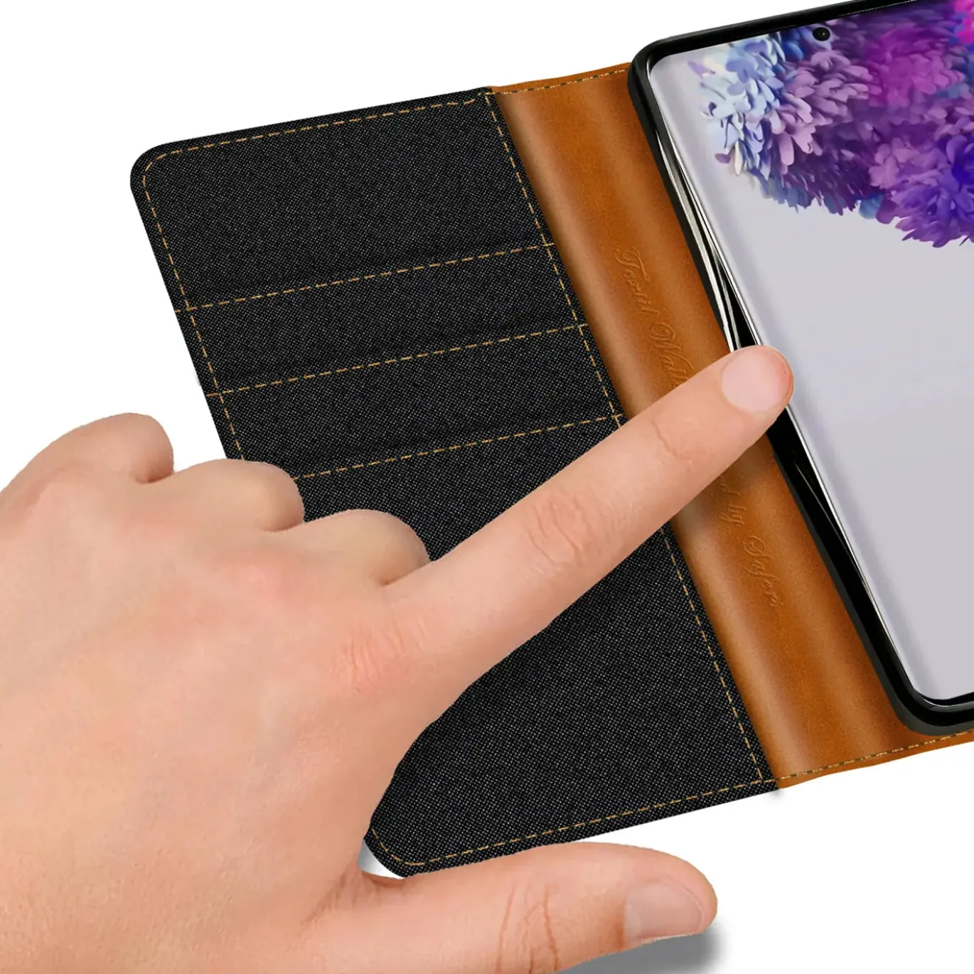 Samsung Galaxy S20 FE - Jeanslook Klapphülle mit Kartenfach