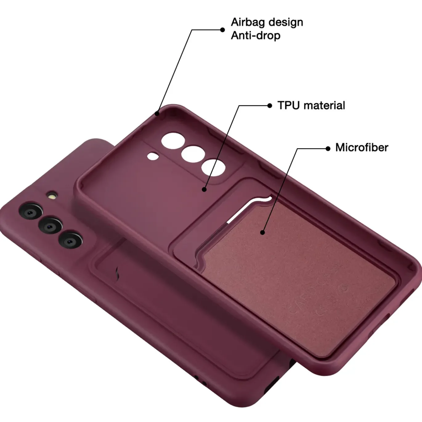 Samsung Galaxy S21 FE - Silikonhülle mit Kartenfach & Kameraschutz