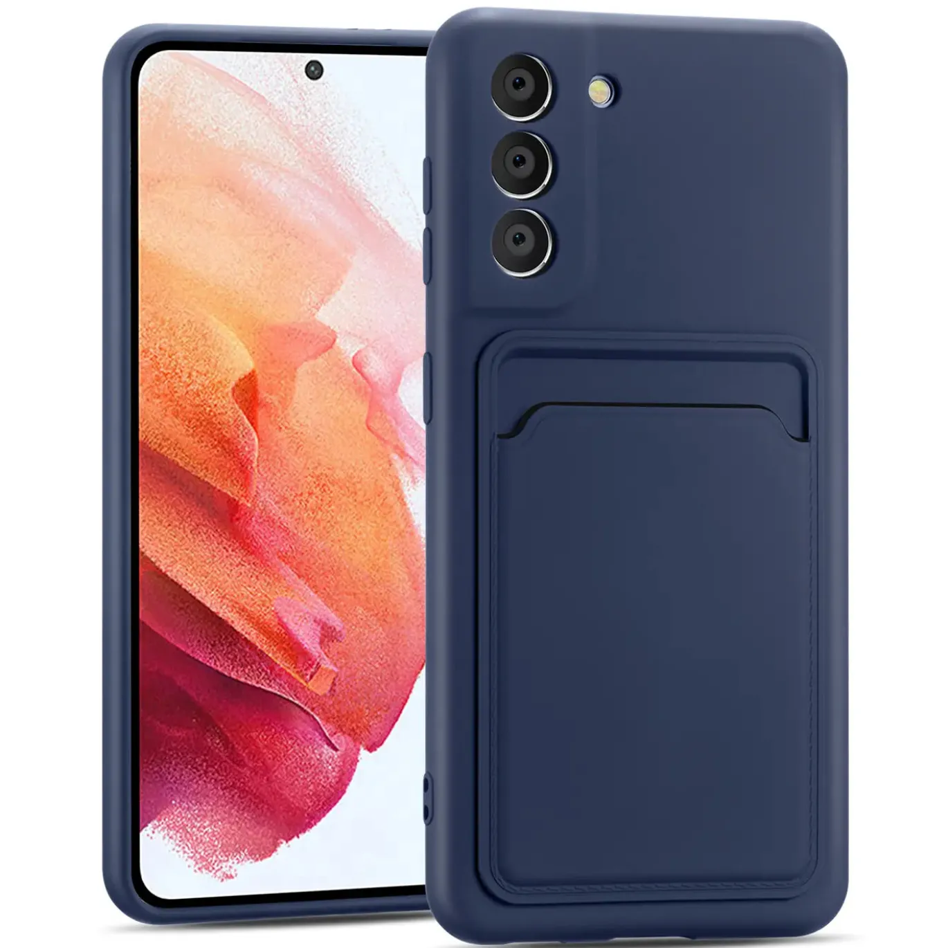 Samsung Galaxy S21 FE - Silikonhülle mit Kartenfach & Kameraschutz