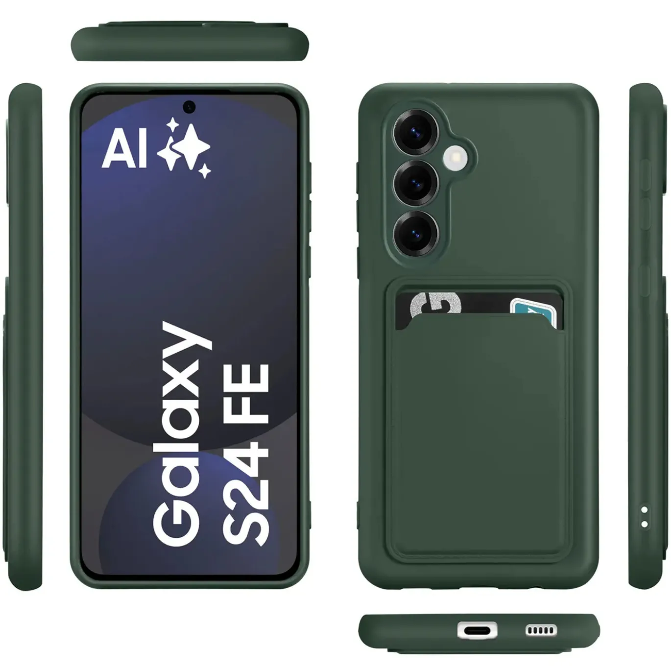 Samsung Galaxy S24 FE - Silikonhülle mit Kartenfach & Kameraschutz