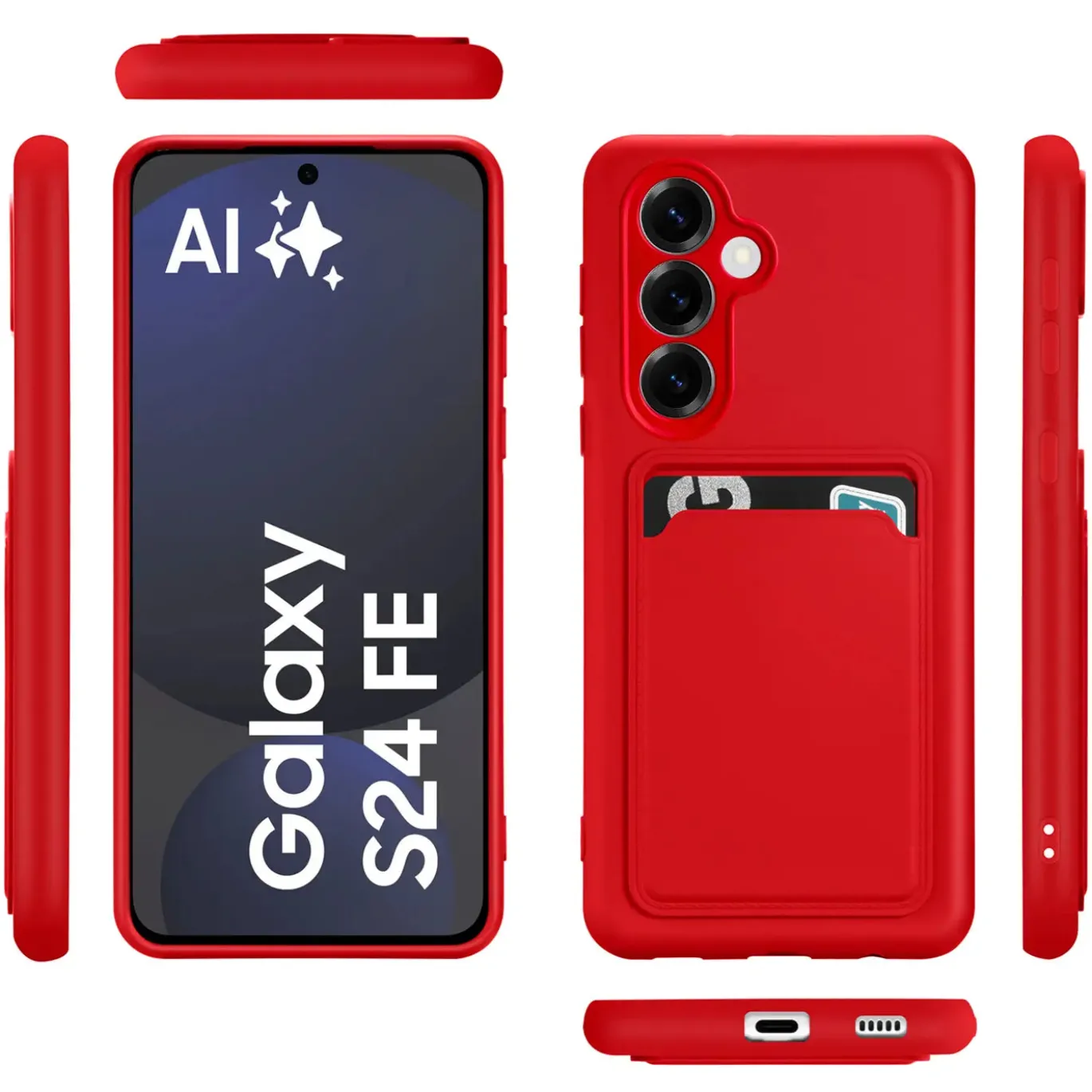 Samsung Galaxy S24 FE - Silikonhülle mit Kartenfach & Kameraschutz