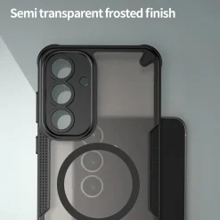 Samsung Galaxy S25 FE - Stoßfestes MagSafe Case in Schwarz mit halbtransparenter Rückseite