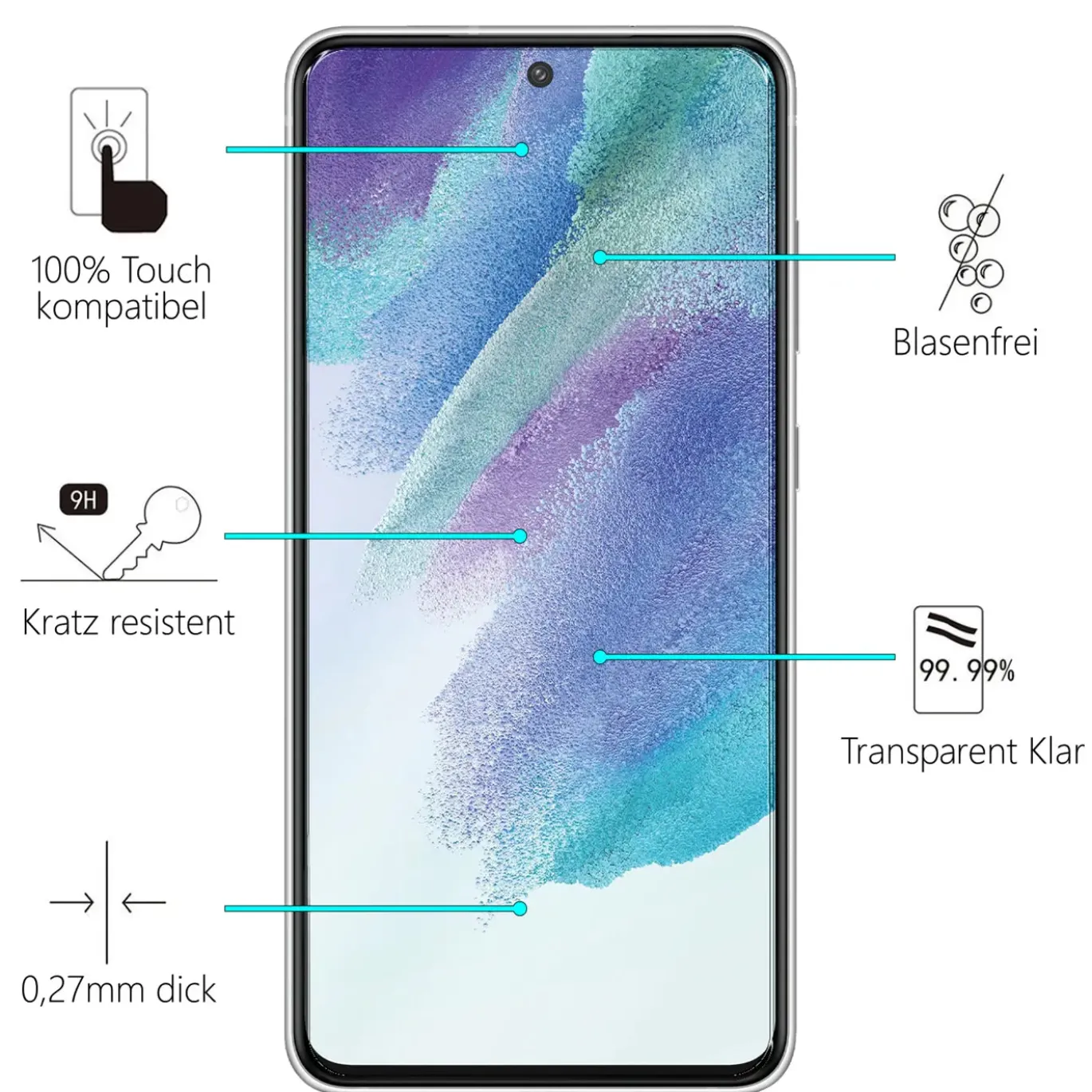 Samsung Galaxy S21 FE - 2x 9H Panzer Glasfolie, Displayfolie