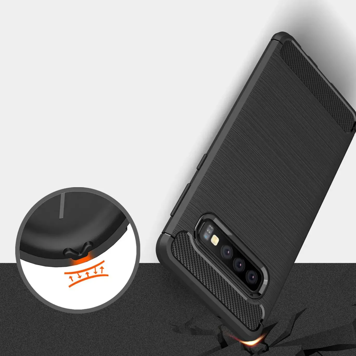 Samsung Galaxy S10 Plus - Carbon Case Hülle, stoßfest