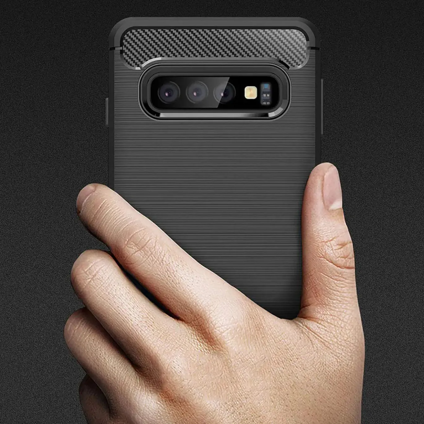 Samsung Galaxy S10 Plus - Carbon Case Hülle, stoßfest