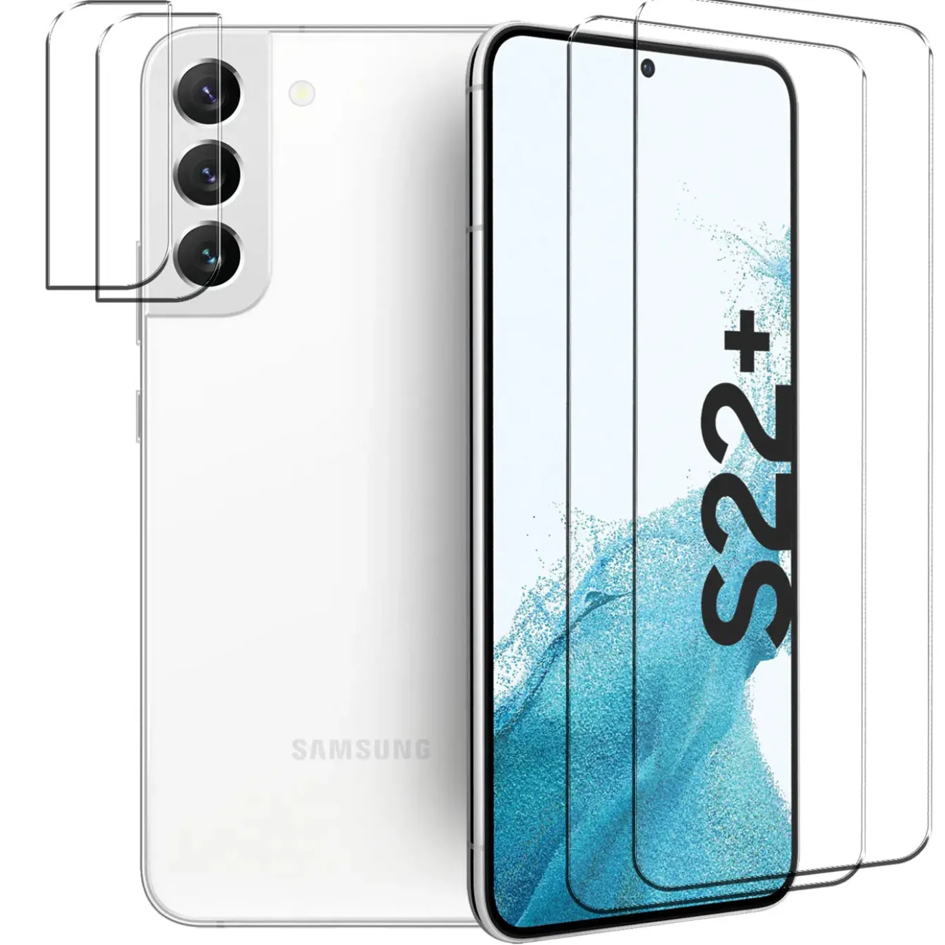 Samsung Galaxy S22 Plus - 9H Displayschutzfolie 2x Display & Kamera