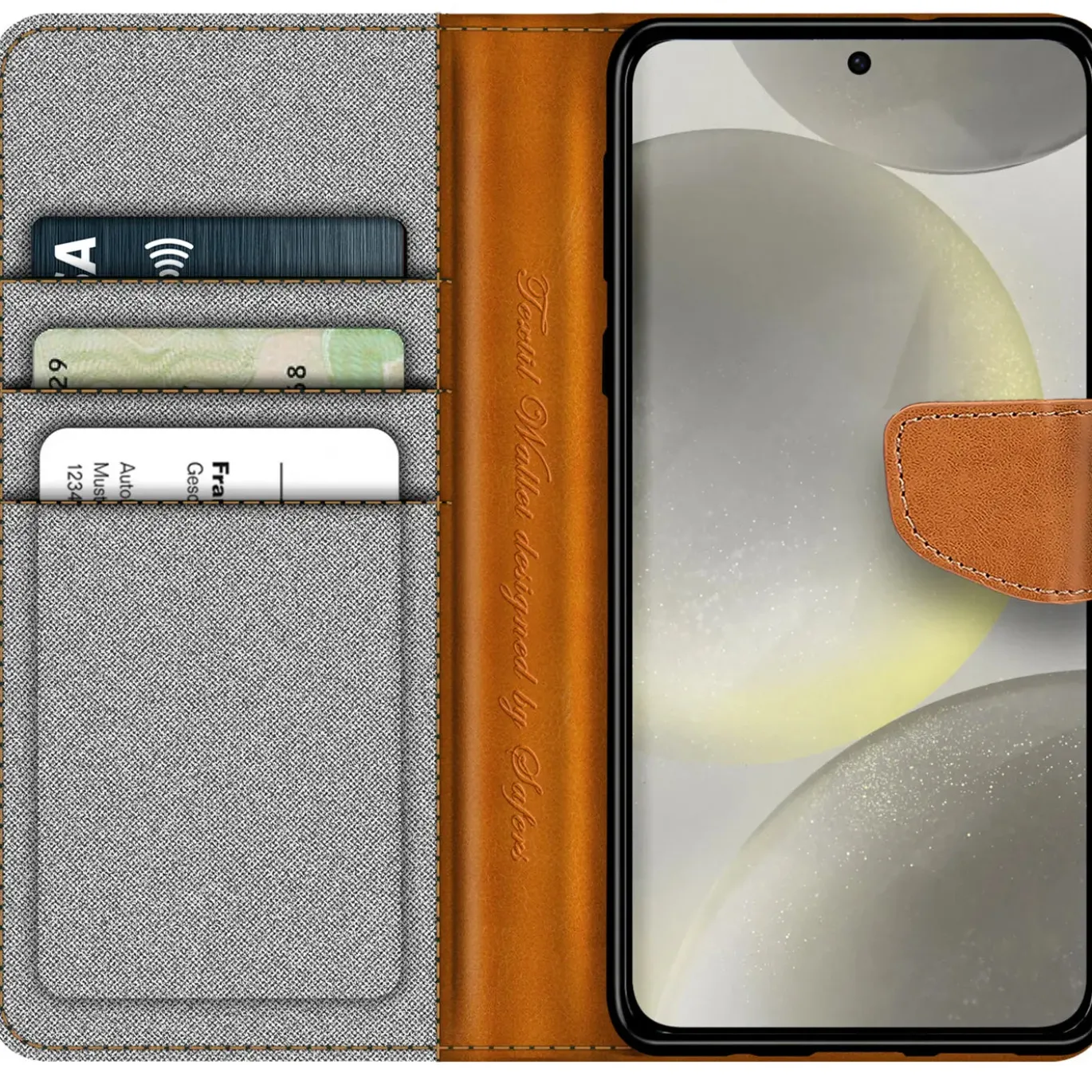 Samsung Galaxy S24 Plus - Jeanslook Klapphülle mit Kartenfach