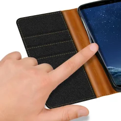 Samsung Galaxy S8 Plus - Jeanslook Klapphülle mit Kartenfach