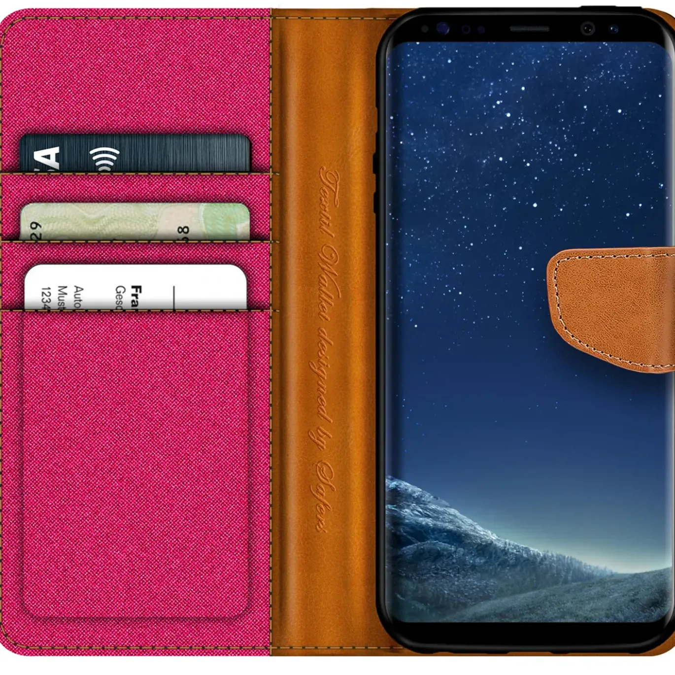 Samsung Galaxy S8 Plus - Jeanslook Klapphülle mit Kartenfach