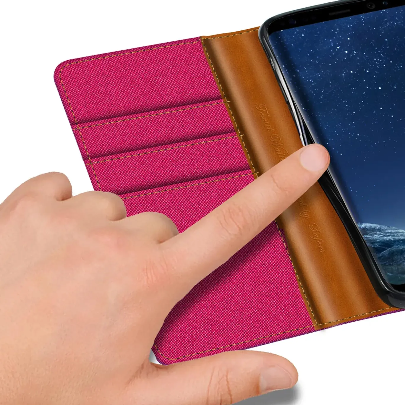 Samsung Galaxy S8 Plus - Jeanslook Klapphülle mit Kartenfach