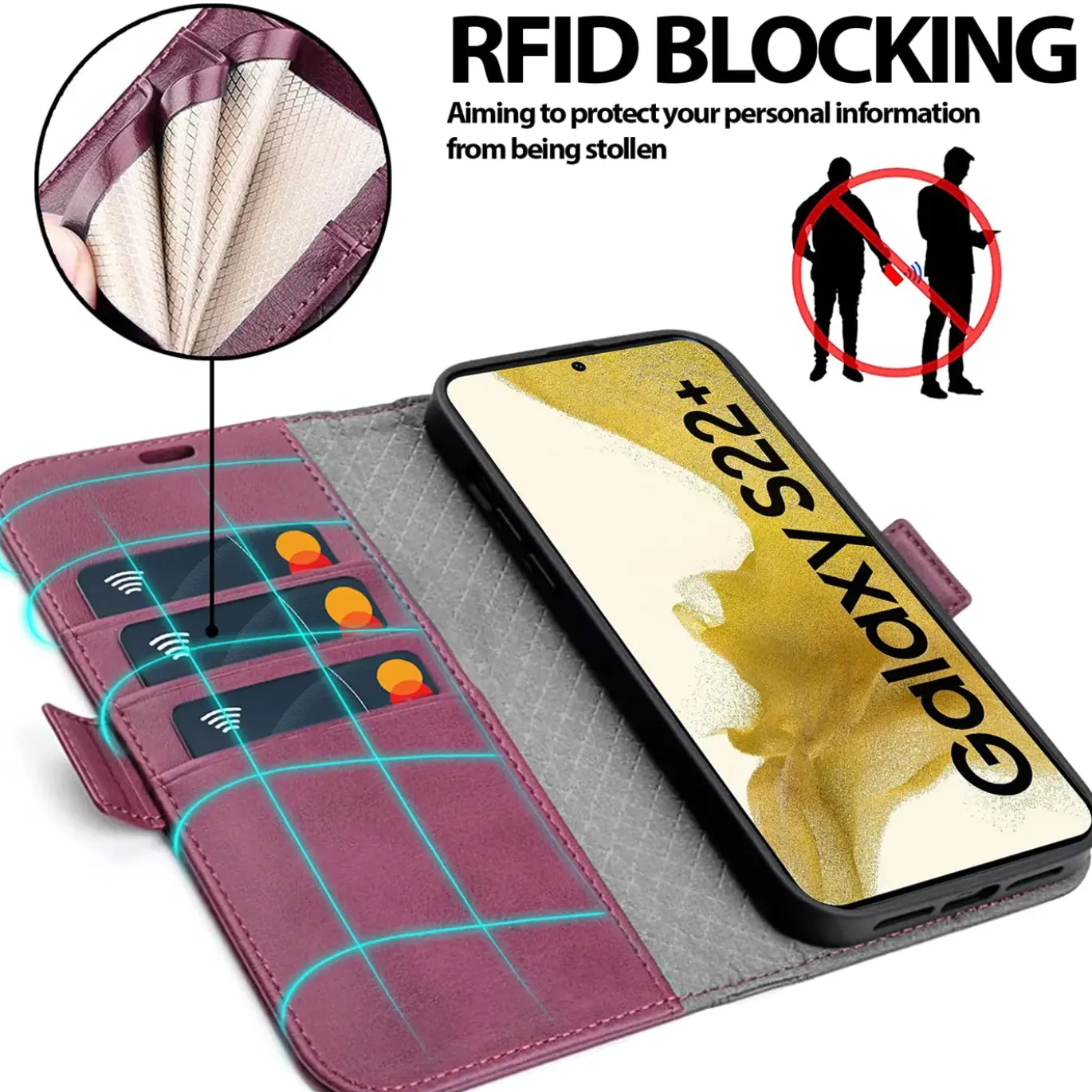 Samsung Galaxy S22 Plus - Robuste Klapphülle mit RFID Block