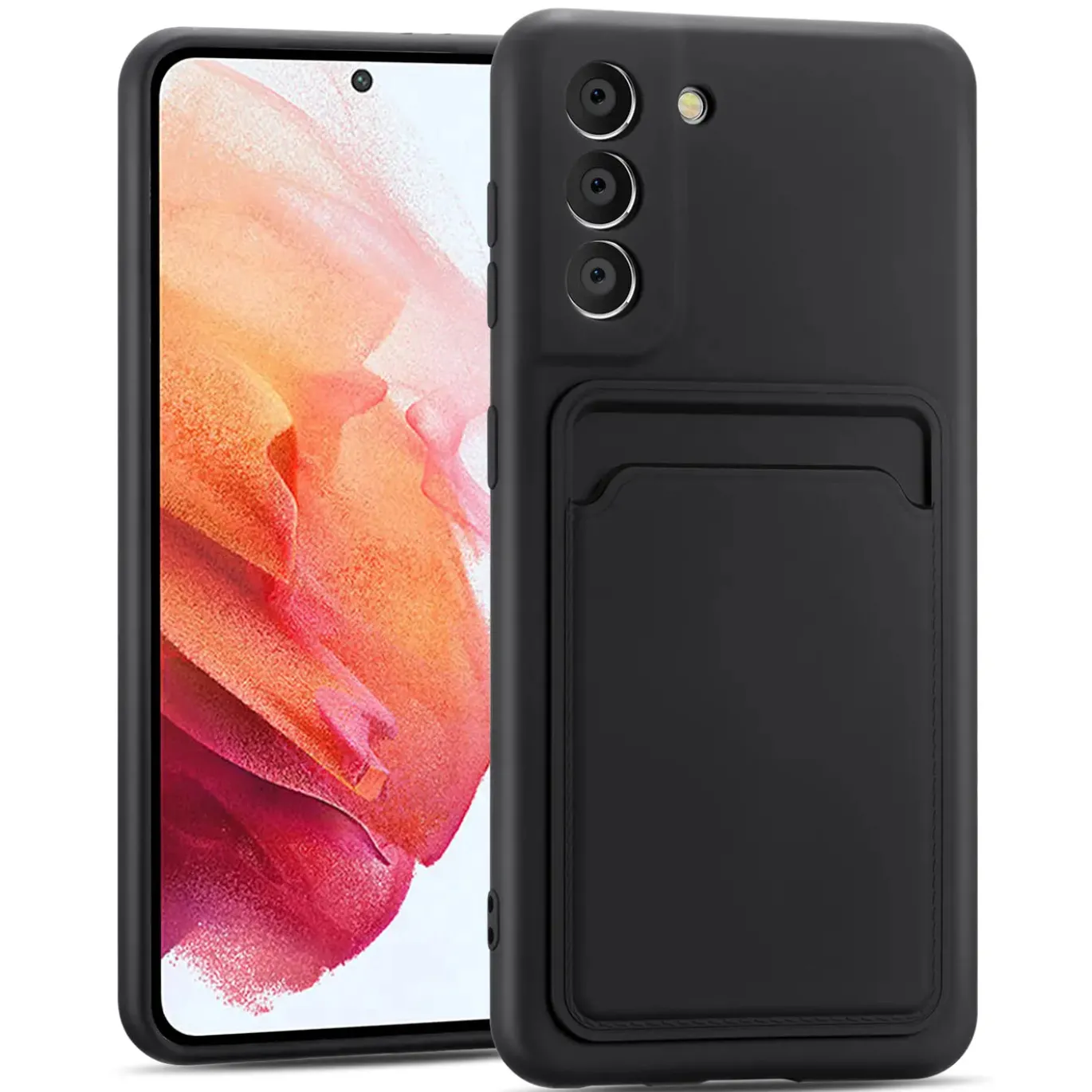 Samsung Galaxy S21 Plus - Silikonhülle mit Kartenfach & Kameraschutz