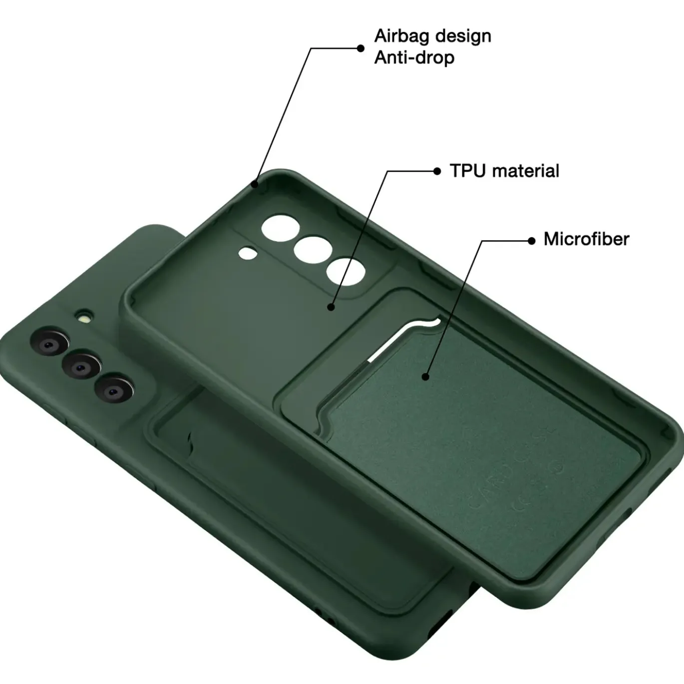Samsung Galaxy S21 Plus - Silikonhülle mit Kartenfach & Kameraschutz
