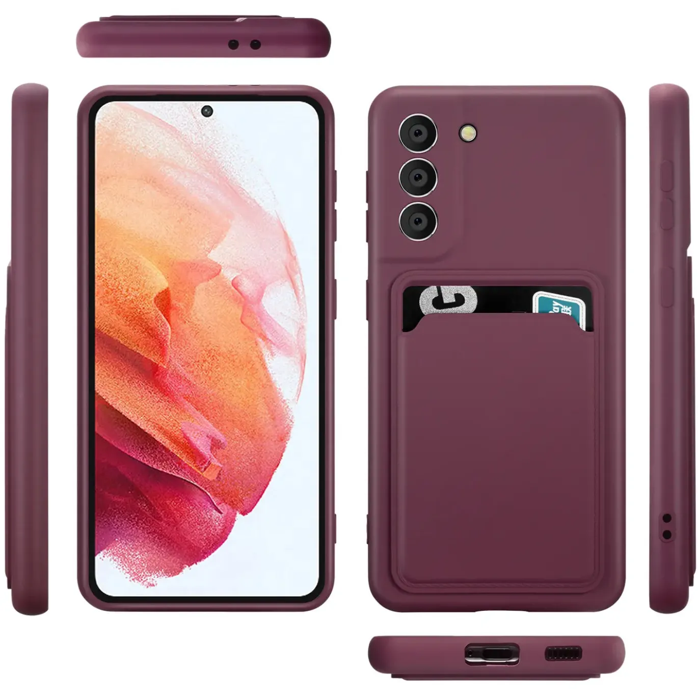Samsung Galaxy S21 Plus - Silikonhülle mit Kartenfach & Kameraschutz
