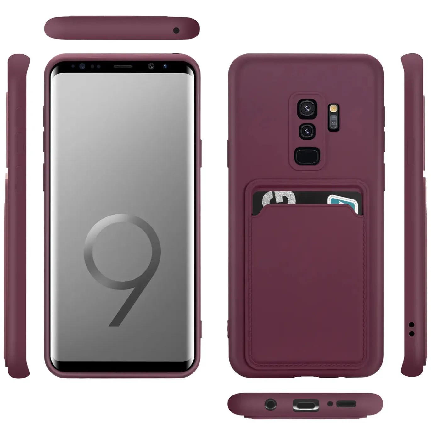 Samsung Galaxy S9 Plus - Silikonhülle mit Kartenfach & Kameraschutz