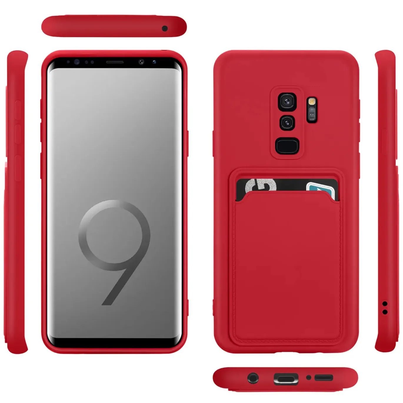 Samsung Galaxy S9 Plus - Silikonhülle mit Kartenfach & Kameraschutz