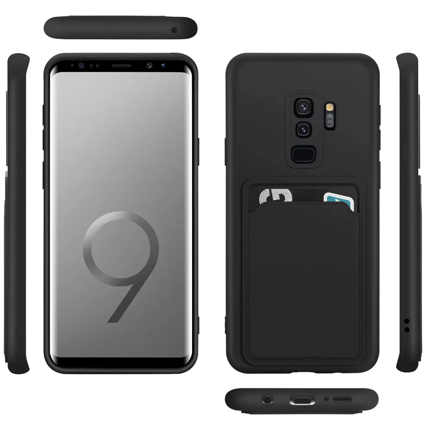 Samsung Galaxy S9 Plus - Silikonhülle mit Kartenfach & Kameraschutz