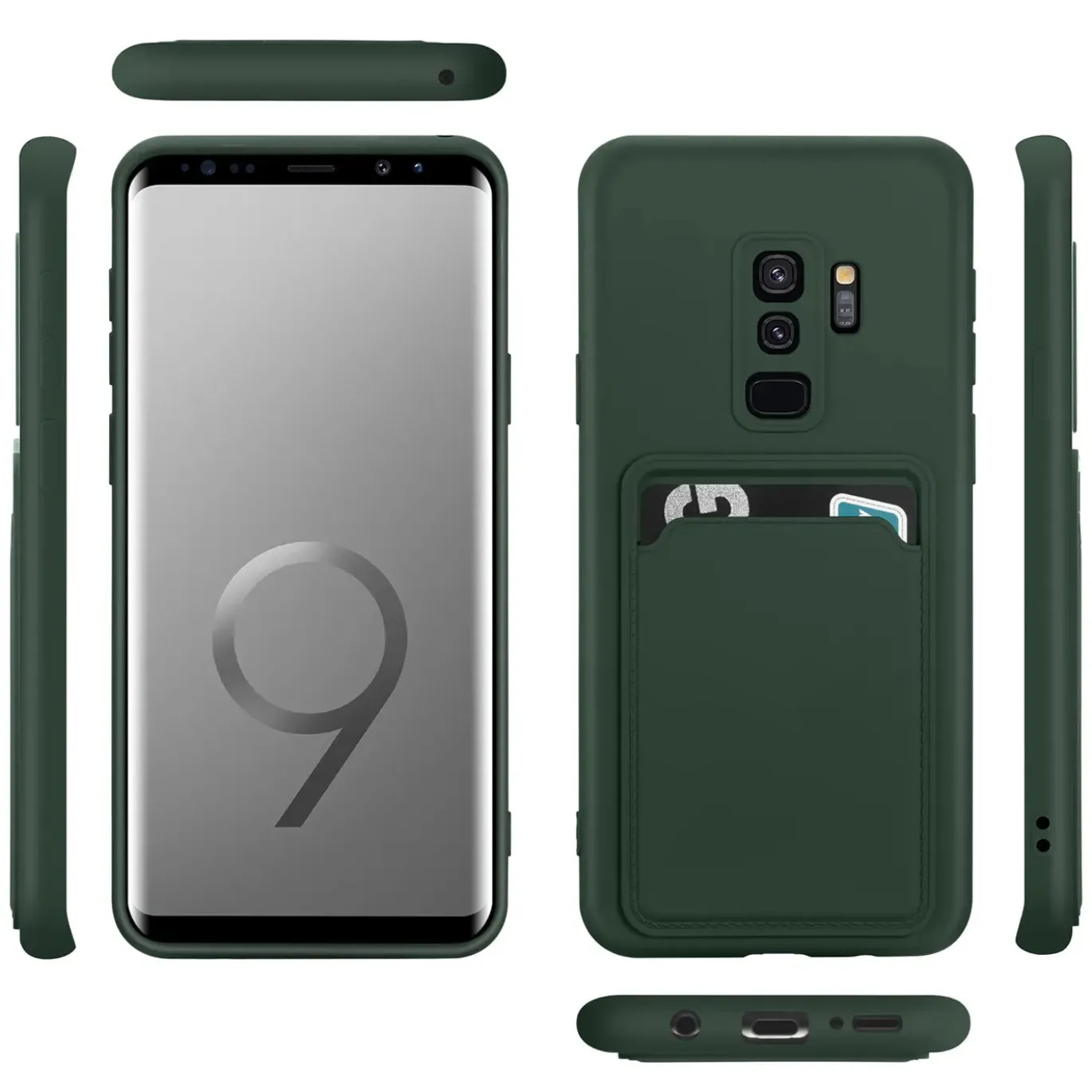 Samsung Galaxy S9 Plus - Silikonhülle mit Kartenfach & Kameraschutz