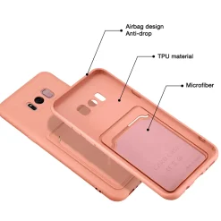 Samsung Galaxy S8 Plus - Silikonhülle mit Kartenfach & Kameraschutz