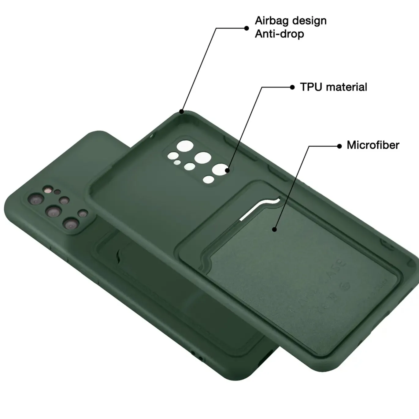 Samsung Galaxy S20 Plus - Silikonhülle mit Kartenfach & Kameraschutz