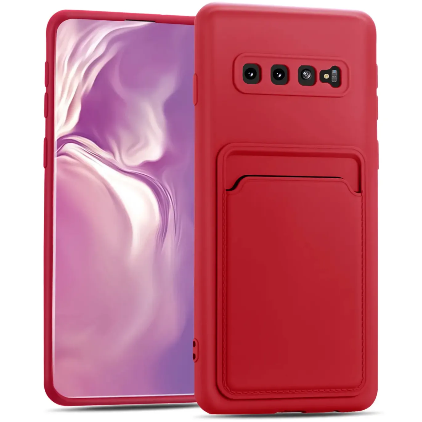 Samsung Galaxy S10 Plus - Silikonhülle mit Kartenfach & Kameraschutz
