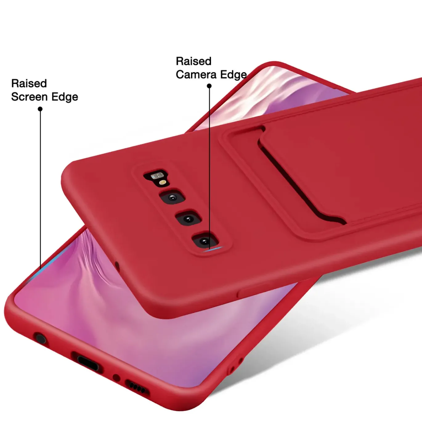 Samsung Galaxy S10 Plus - Silikonhülle mit Kartenfach & Kameraschutz