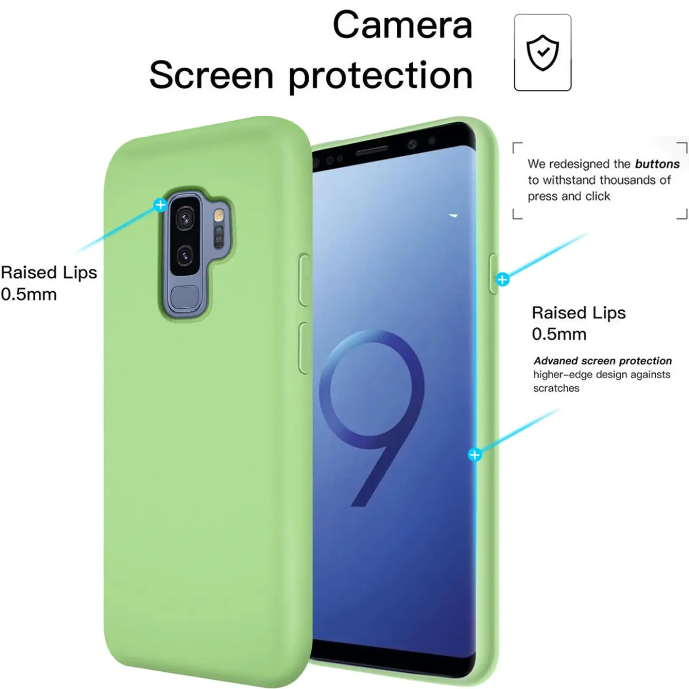 Samsung Galaxy S9 Plus - Silikon Case mit Mikrofaser-Innenseite