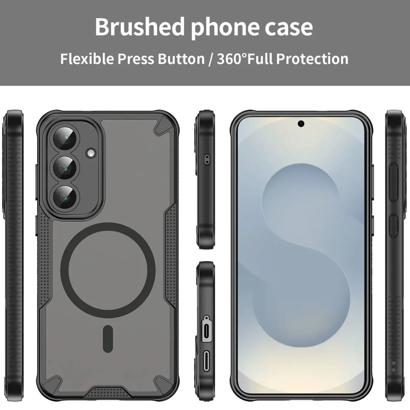 Samsung Galaxy S25 Plus - Stoßfestes MagSafe Case in Schwarz mit halbtransparenter Rückseite