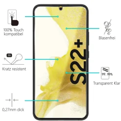 Samsung Galaxy S22 Plus - 2x 9H Panzer Glasfolie, Displayfolie