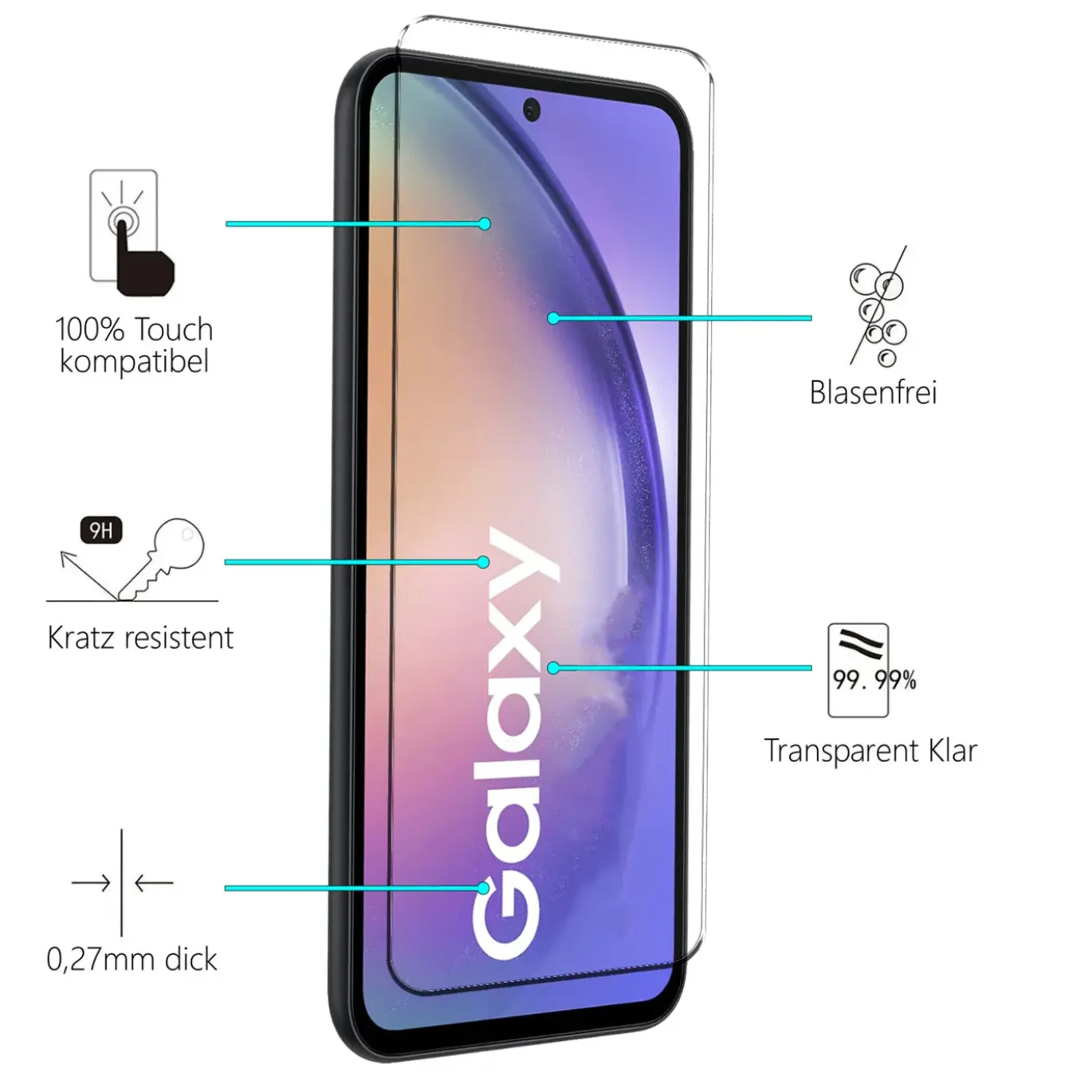 Samsung Galaxy S24 Ultra - 9H Displayschutzfolie 2x Display & Kamera