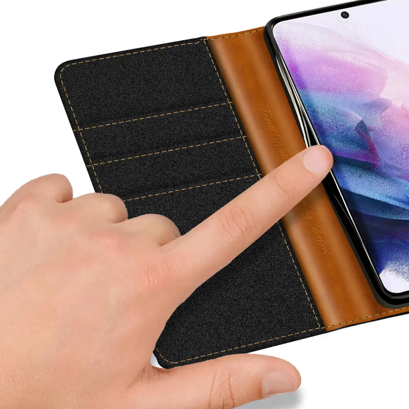 Samsung Galaxy S23 Ultra - Jeanslook Klapphülle mit Kartenfach