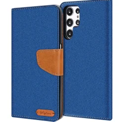 Samsung Galaxy S23 Ultra - Jeanslook Klapphülle mit Kartenfach