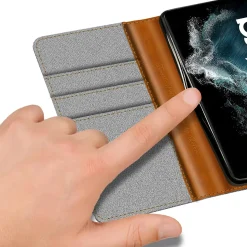 Samsung Galaxy S22 Ultra - Jeanslook Klapphülle mit Kartenfach
