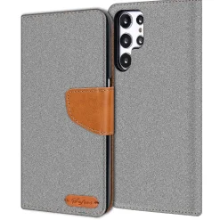 Samsung Galaxy S22 Ultra - Jeanslook Klapphülle mit Kartenfach
