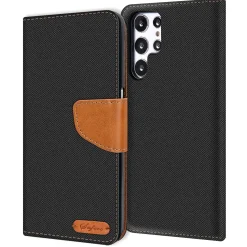 Samsung Galaxy S22 Ultra - Jeanslook Klapphülle mit Kartenfach