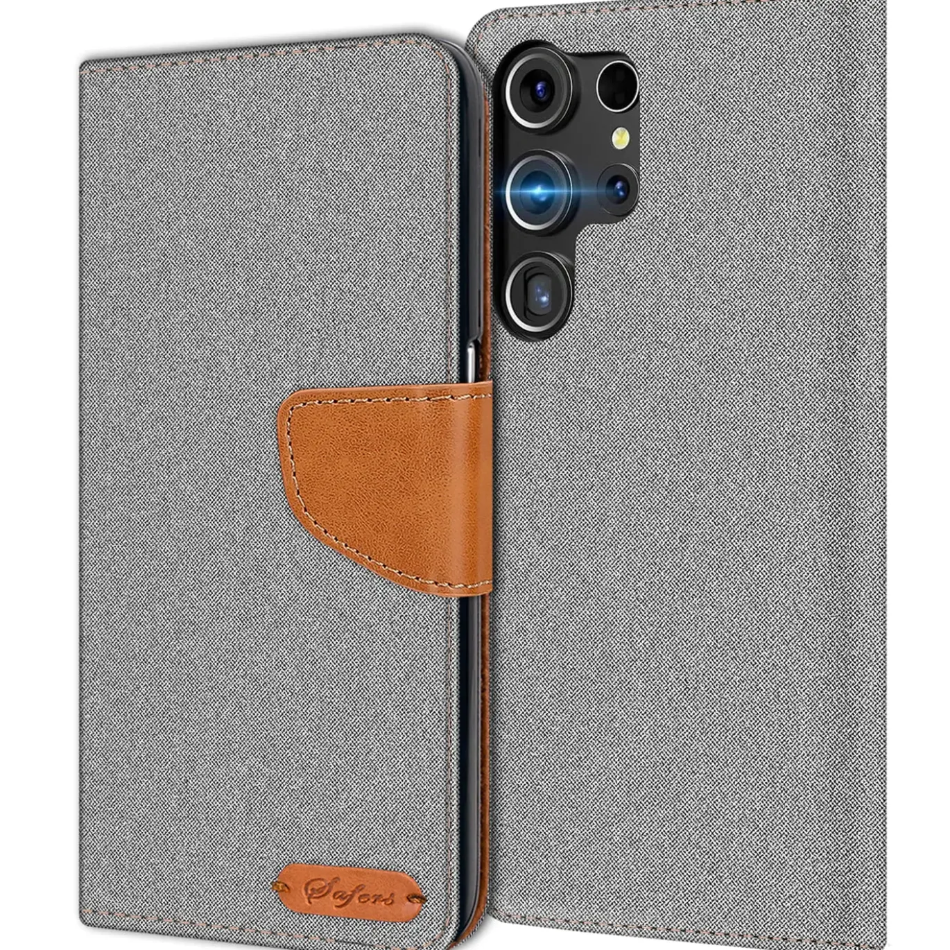 Samsung Galaxy S24 Ultra - Jeanslook Klapphülle mit Kartenfach