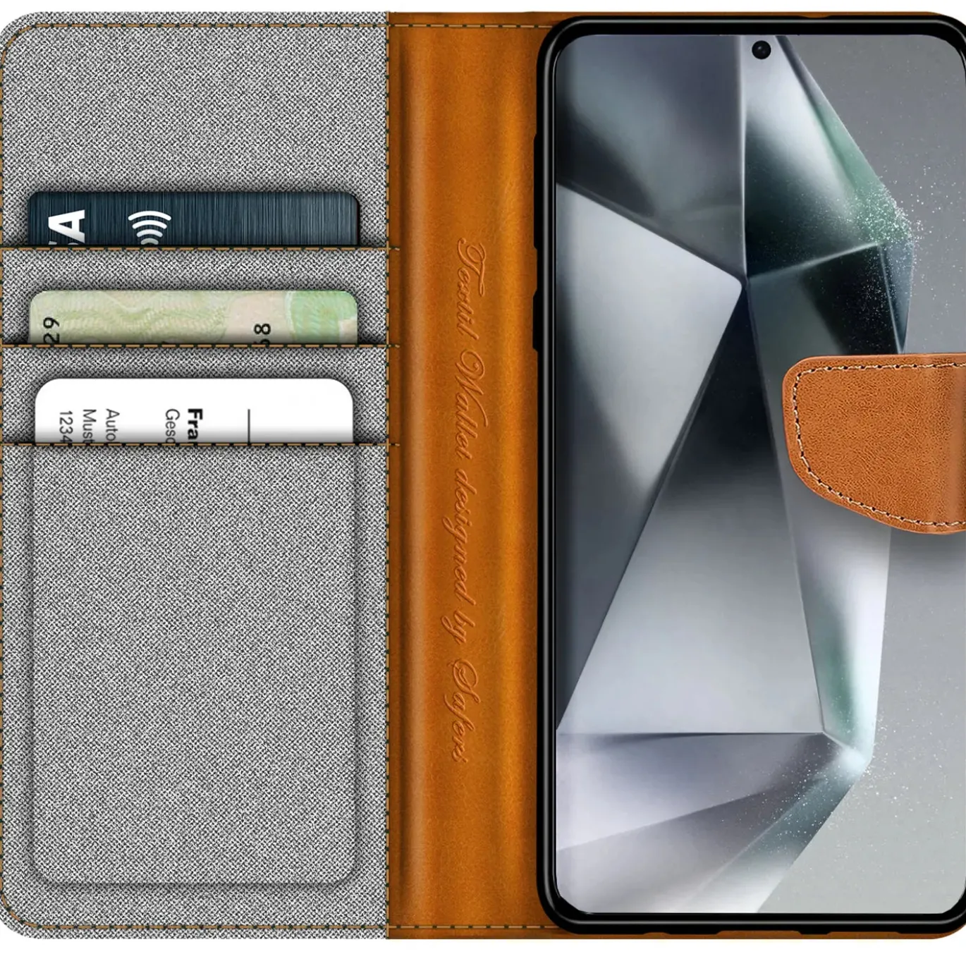 Samsung Galaxy S24 Ultra - Jeanslook Klapphülle mit Kartenfach