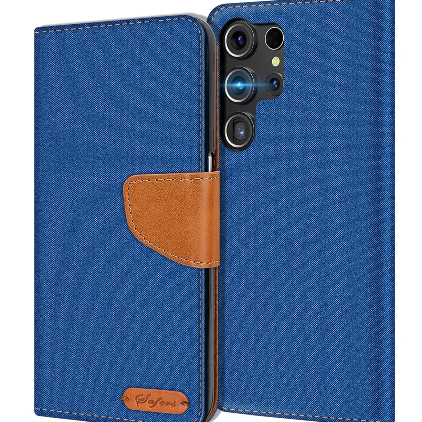 Samsung Galaxy S24 Ultra - Jeanslook Klapphülle mit Kartenfach