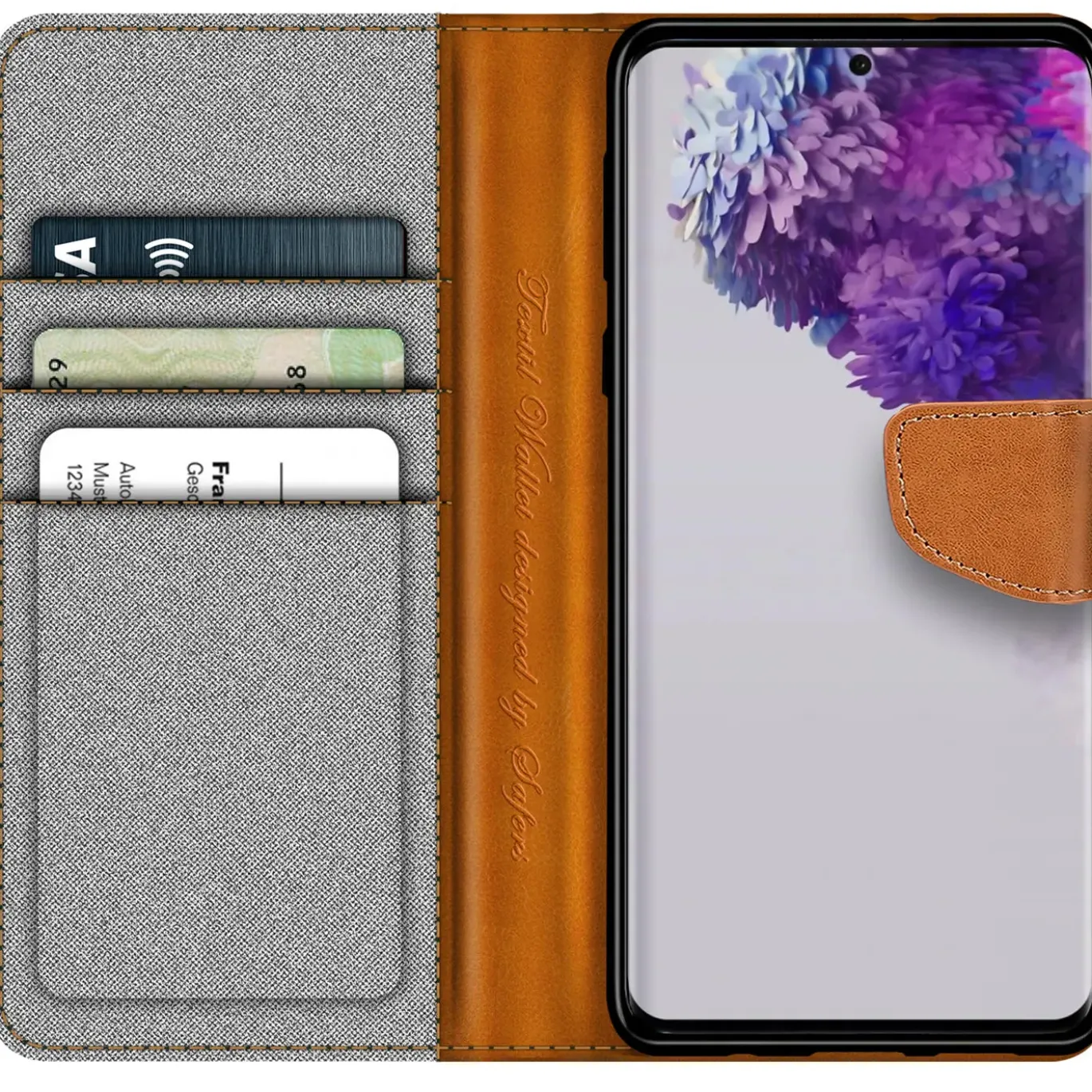 Samsung Galaxy S20 Ultra - Jeanslook Klapphülle mit Kartenfach