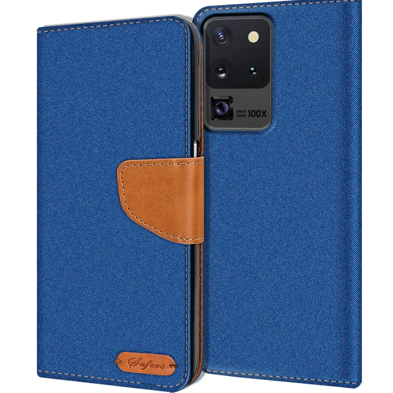 Samsung Galaxy S20 Ultra - Jeanslook Klapphülle mit Kartenfach